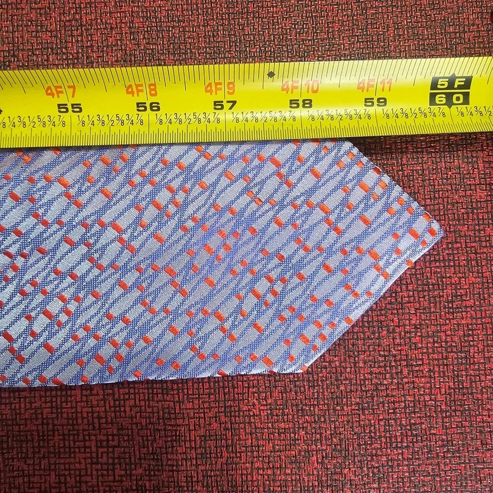 Zilli Textured Silk Tie Lavender Blue Orange Geometric‎ Handmade France Luxury